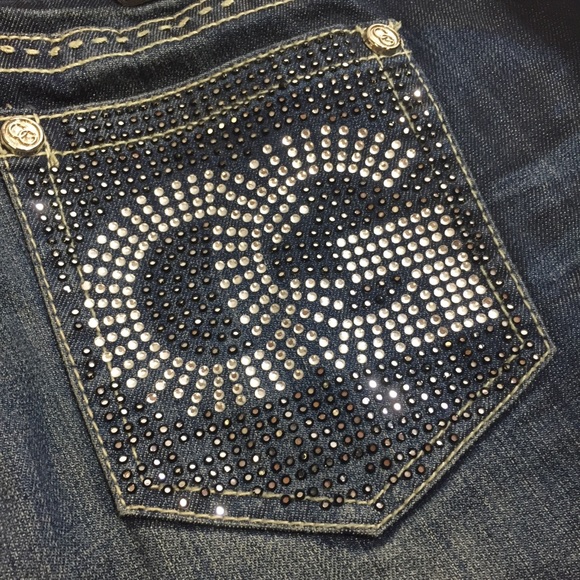 Coogie Bling Embellished Straight Leg Jeans Dark Faded Wash SZ 5/6 - Picture 5 of 14